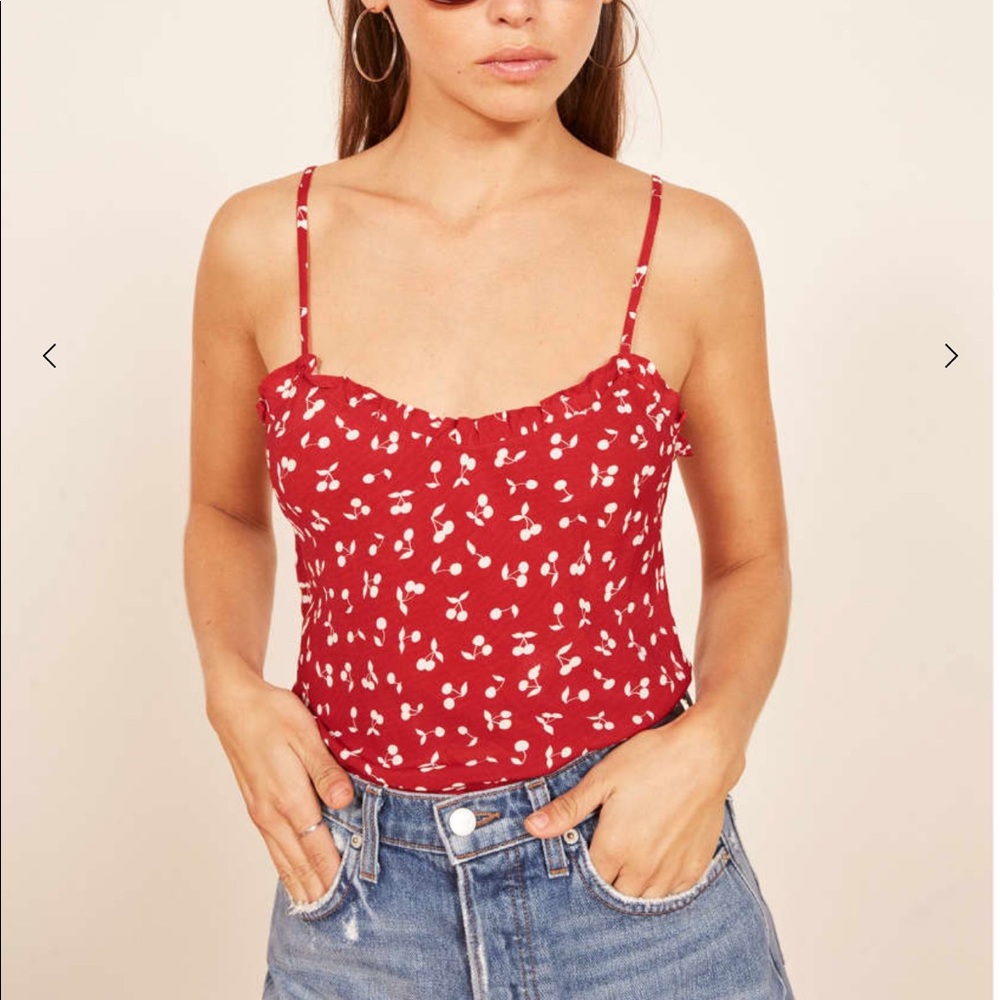 reformation red cherry fiddle tank top